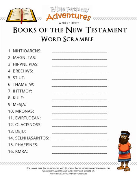 Free Bible Worksheet Books Of The New Testament Worksheets Bible