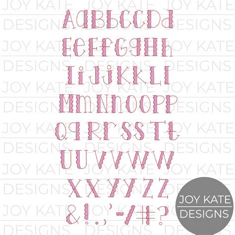 Sketch Fill Joy Kate Scallop Bean Stitch Embroidery Font Joy Kate Designs