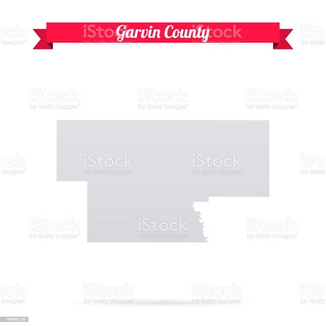 Garvin County Oklahoma Map On White Background With Red Banner Stock