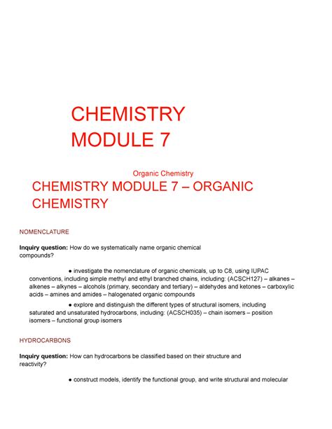 Chemistry Hsc Mod 7 8 Notesprac Chemistry Module 7 Organic