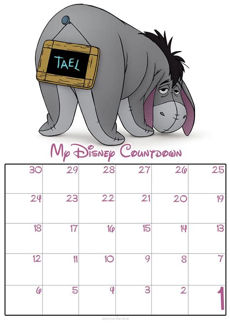 30 Day Disney Countdown Calendars Calendar App Free Daily Calendar