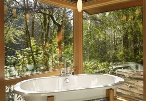 Real Wood House With Forest Environment Bathtub Photo Dream