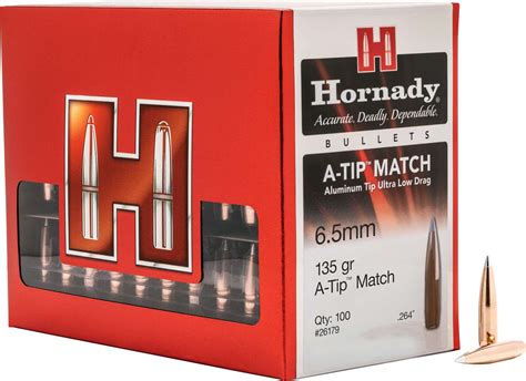 Hornady 26179 A Tip Match 65 Creedmoor 264 135 Gr Ballistic Tip 100