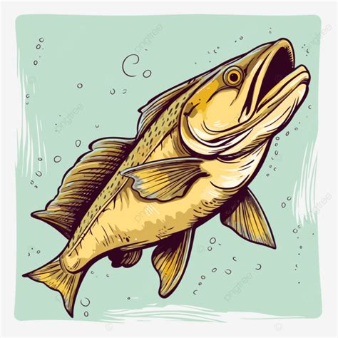 Snook Clipart Bigmouth Bass Fishing Vector Illustration Ilustrador