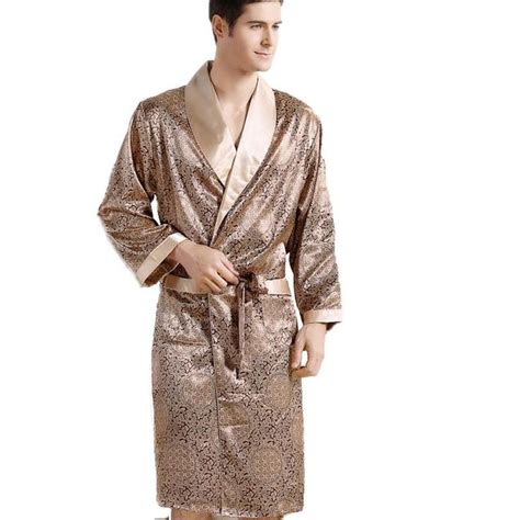 Men Silk Long Sleeved Bathrobe Plus Size 5xl Kimono Home Bath Gown Male