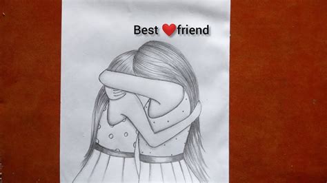 How To Draw Two Friends Hugging Each Other With Pencil