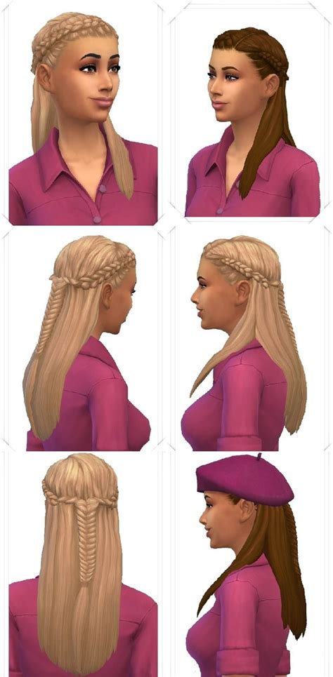 Sims 4 Custom Content Braids Frontbraidslonghair Sims Hair Sims 4