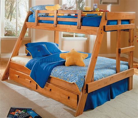 Honey Pine Finish Contemporary Kids Twinfull Bunk Bed