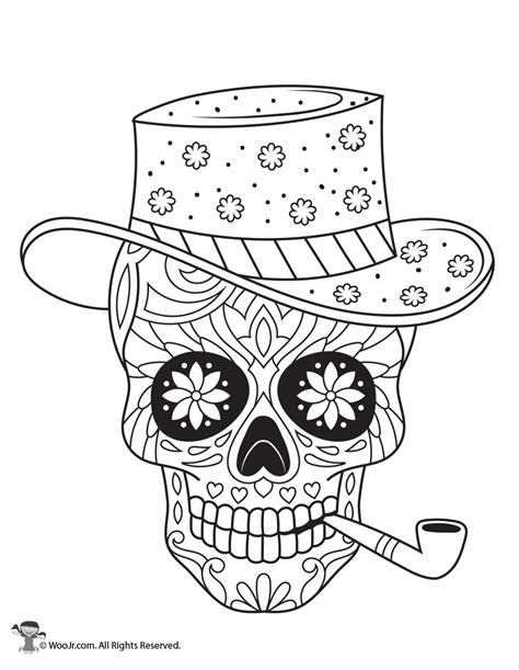 Free sugar skull coloring pages. Sugar Skulls Adult Coloring Page | Woo! Jr. Kids Activities