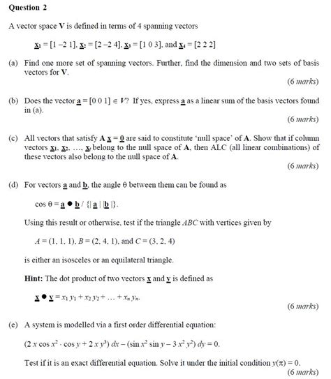 Solved Question 2 A vector space V is defined in terms of 4 | Chegg.com