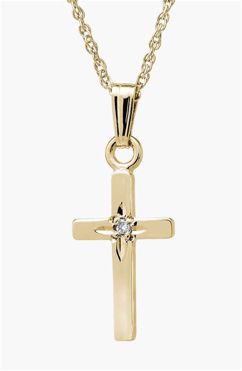 Mignonette 14k Gold And Diamond Cross Necklace Girls Nordstrom