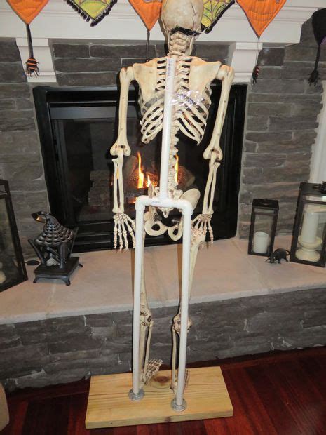 Skeleton Stand Homemade Halloween Decorations Halloween Skeletons Halloween Props Diy