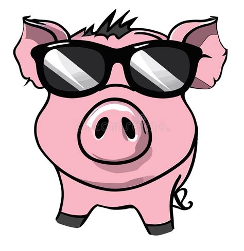 A Cartoon Of Pig Wearing Sunglasses Transparent Background For
