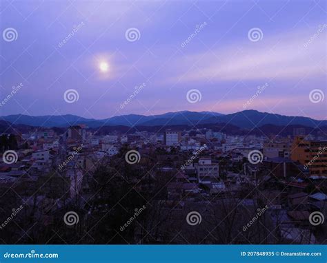 Purple Sky Over Takayama Japan Cityscape Stock Image Image Of Skyline