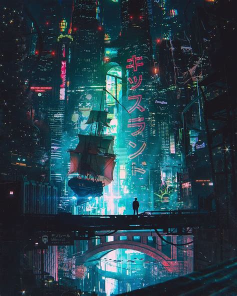 Hd Wallpaper City Cyberpunk Science Fiction Neon Artwork Night