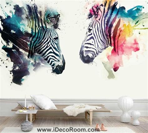 Graphic Design Colourful Zebras Art Wall Murals Wallpaper Decals Prints
