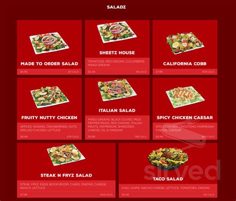 Sheetz menu in Buckhannon, West Virginia, USA