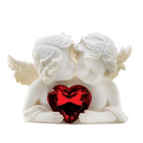 Angel Figurines And Statues White Kissing Angels Figurines Polyresin