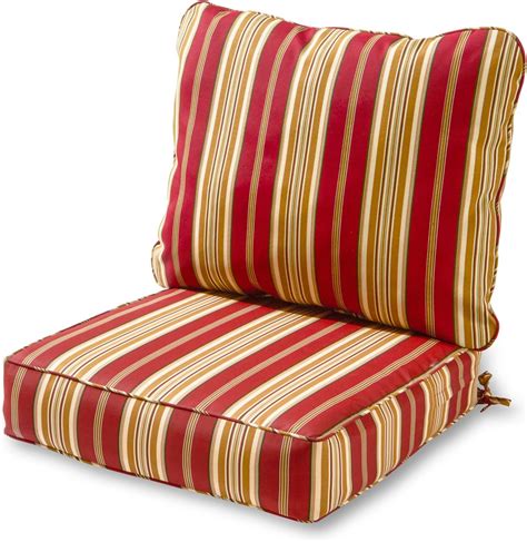 Gtf Accent Chair Pad Cushion Red Gold Deep Seat Stripes