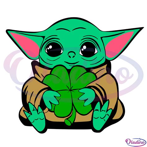 Baby Yoda Holding Shamrock Svg Digital File Baby Yoda Svg
