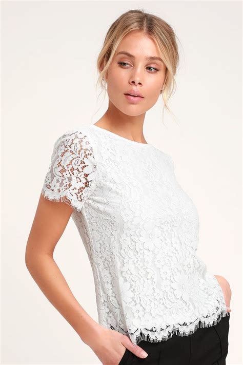 Classic Tale White Lace Short Sleeve Top White Lace Short Sleeve Top