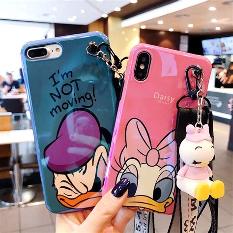 for iphone 8 8plus daisy donald duck case cute cartoon soft case toy stander strap for iphone x