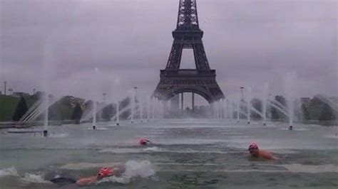 Guerrilla Swim At Eiffel Tower Bbc News