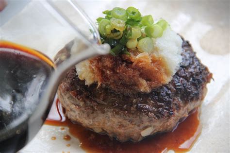 The creamy, punchy sauce is made while the steak res. Hamburger Steak with Daikon Oroshi Recipe - Japanese ...