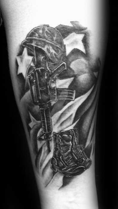 50 Fallen Soldier Tattoo Designs For Men Memorial Ideas Soldier
