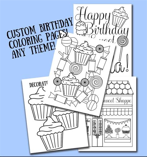 Personalized Color Page Birthday Party Favors Custom Etsy Coloring