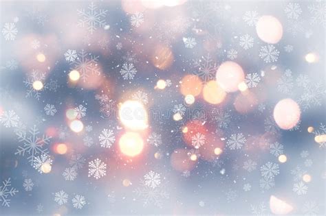 Christmas Background With Snow And Bokeh Lights Stock Illustration