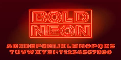 Bold Neon Alphabet Font Orange Neon Letters And Numbers Stock Vector