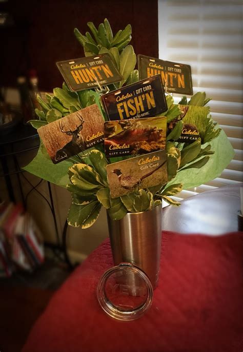 You can earn amazon gift cards for sharing bloomin' brands coupons on dealspotr. MAN bouquet - made with 20-oz Yeti and Cabela's gift cards-Guy Gifts | Gift card bouquet, Man ...