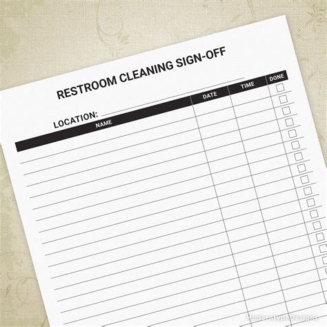 Bathroom Cleaning Checklist Printable Editable Ph