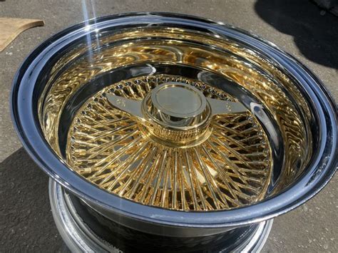 13x7 100 Spoke Center Gold Wire Wheels Dayton Replica For Sale In