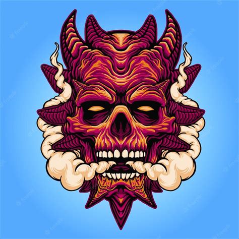 Premium Vector Angry Devil Skull Head Illustration
