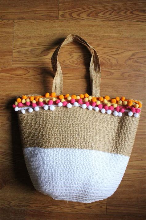 Diy Pom Pom Beach Bag Oh Hey Pom Pom Beach Bag Pom Pom Tote Pom Pom