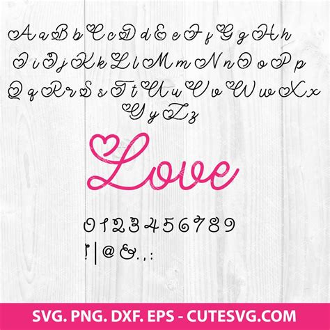 Valentine Font Svg Letters With Hearts Svg Valentine Alphabet Svg