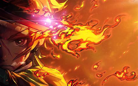 1440x900 Tanjirou Kamado Demon Slayer Fire Art 1440x900 Wallpaper Hd