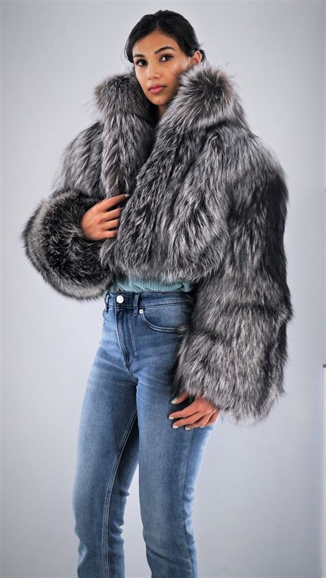 Classic Silver Fox Bolero Jacket 9432 Marc Kaufman Furs Fox Fur Coat Fur Coat Fashion Fur Coat