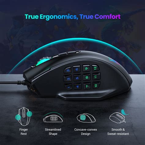 Special Offer Pictek Pc306 Gaming Mouse For Mmo Games 20