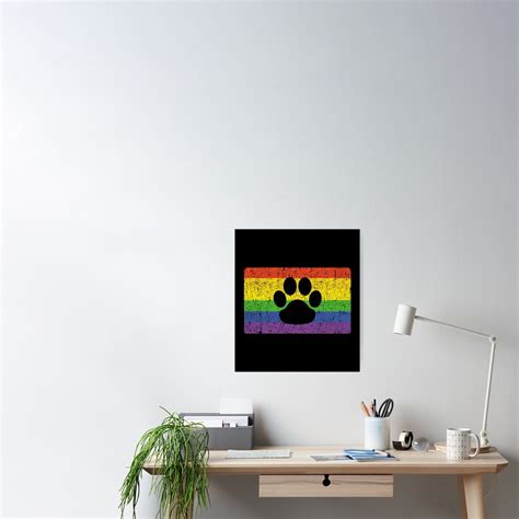 Gay Furry Pride Flag Gift Furries Rainbow Lgbt Fandom Paw Poster By