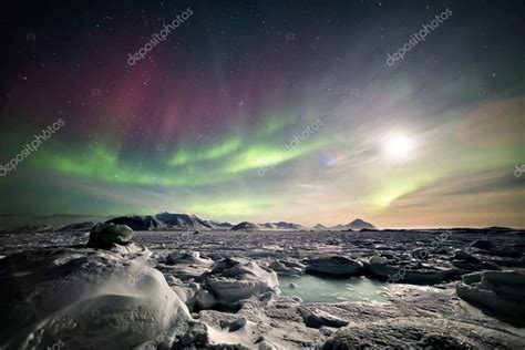 Polar Night In The Arctic Spitsbergen Svalbard — Stock Photo