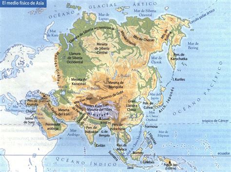 Mapa De Asia Con Su Relieve