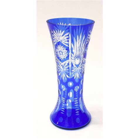Vintage Czech Bohemian Cobalt Blue Cut To Clear Crystal Vase Chairish