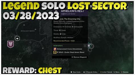 Destiny 2 Solo Aphelions Rest Legend Lost Sector Exotic Chest Day