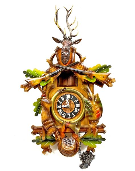 Lot German Black Forest Deer Head Cuckoo Clock
