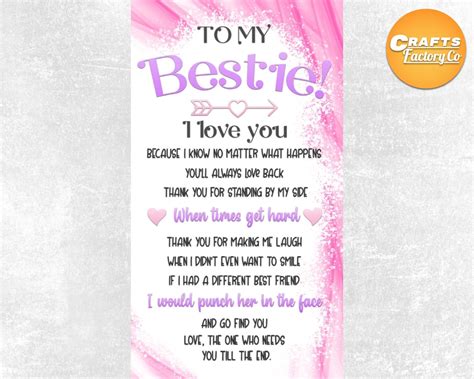To My Bestie I Love You Tumbler Png Best Friend Quote Pink Etsy