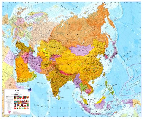 Koop Continentkaart Azië Maps International 1:11.000.000 voordelig ...