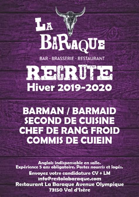 Die herstellung erfolgt aus weinviertler bio kiwis. La Baraque Recrute ! Viens ! #partage #hiver #emploi # ...